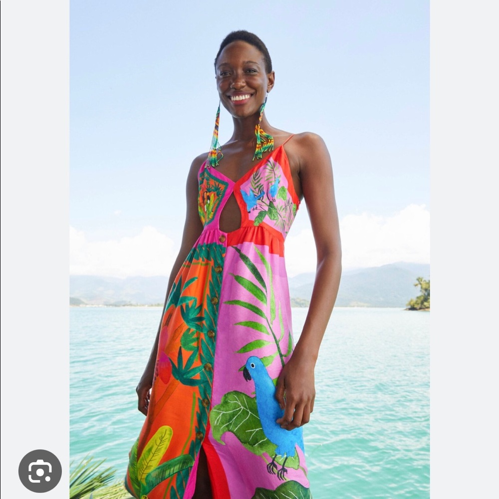 Farm Rio Double Scarves Midi Dress